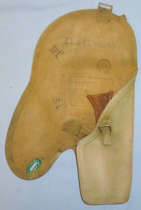 WWII Canadian Officers Dated 1945 Private Purchase Quality Canvas Holster for the Browning Hi Power Semi-Automatic Pistol. L 246. WWII Canadian Officers Dated 1945 Private Purchase Quality Canvas Holster for the Browning Hi Power Semi-Automatic Pistol. L 246. Antique & Militaria