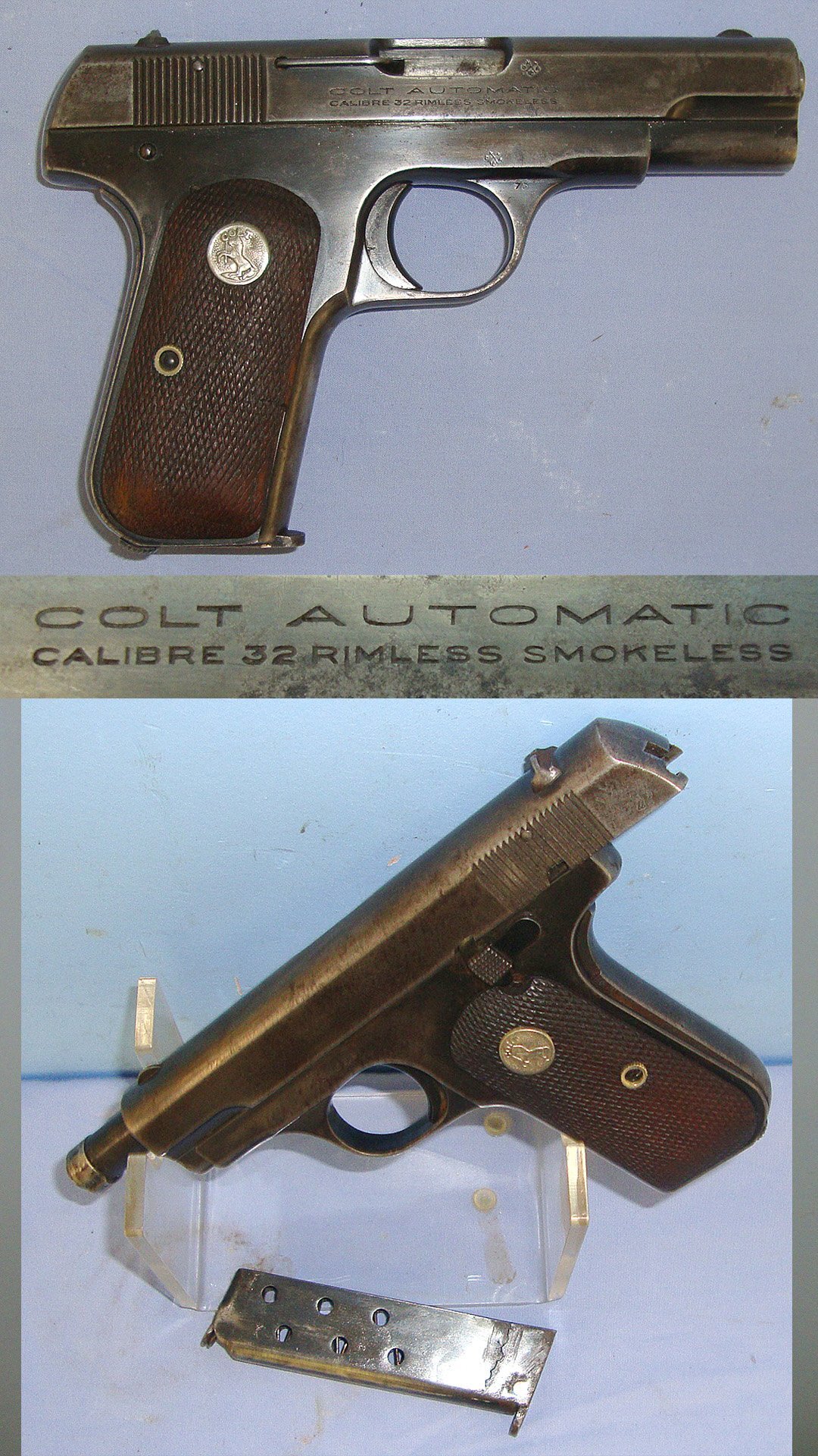 SCARCE**WW2 1941 To 1942 Colt USA Model 1903 .32 Auto Calibre Pocket Hammerless Semi Automatic Pistol**COCKS & DRY FIRES UK 2013 DEACTIVATION** Sn 23712 semi auto pistol deactivated None Semi Auto