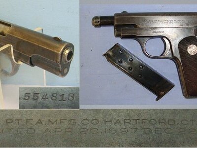 SCARCE**WW2 1941 To 1942 Colt USA Model 1903 .32 Auto Calibre Pocket Hammerless Semi Automatic Pistol**COCKS & DRY FIRES UK 2013 DEACTIVATION** Sn 23712 semi auto pistol deactivated None Semi Auto