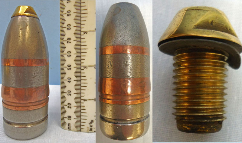  DEACTIVATED INERT. British Boer War Era, Vickers Son & Maxim 37mm (37 x 94R) Pom Pom Nose Fused HE (High Explosive) Round - O 1813 DEACTIVATED INERT. British Boer War Era, Vickers Son & Maxim 37mm (37 x 94R) Pom Pom Nose Fused HE (High Explosive) Round - O 1813  Other Ammunition