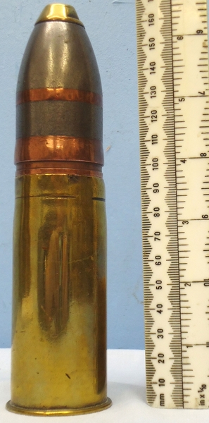 DEACTIVATED INERT. British Boer War Era, Vickers Son & Maxim 37mm (37 x 94R) Pom Pom Nose Fused HE (High Explosive) Round - O 1813 DEACTIVATED INERT. British Boer War Era, Vickers Son & Maxim 37mm (37 x 94R) Pom Pom Nose Fused HE (High Explosive) Round - O 1813  Other Ammunition - {CATEGORY} in 