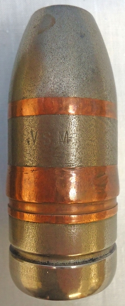 {CATEGORY} - DEACTIVATED INERT. British Boer War Era, Vickers Son & Maxim 37mm (37 x 94R) Pom Pom Nose Fused HE (High Explosive) Round - O 1813 DEACTIVATED INERT. British Boer War Era, Vickers Son & Maxim 37mm (37 x 94R) Pom Pom Nose Fused HE (High Explosive) Round - O 1813  Other Ammunition