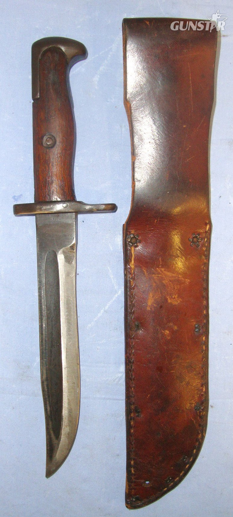  WW2 Pacific Theatre USMC M1 Garand Rifle Bayonet Period Converted To Fighting Knife With Period USN Ka-Bar Scabbard. Sn 22121 Sword
