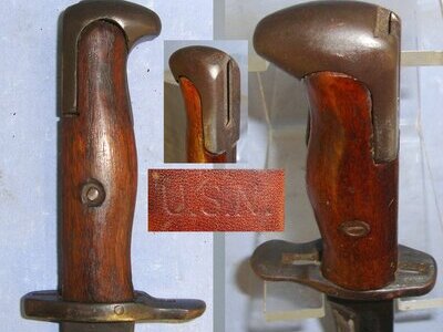 WW2 Pacific Theatre USMC M1 Garand Rifle Bayonet Period Converted To Fighting Knife With Period USN Ka-Bar Scabbard. Sn 22121 Sword