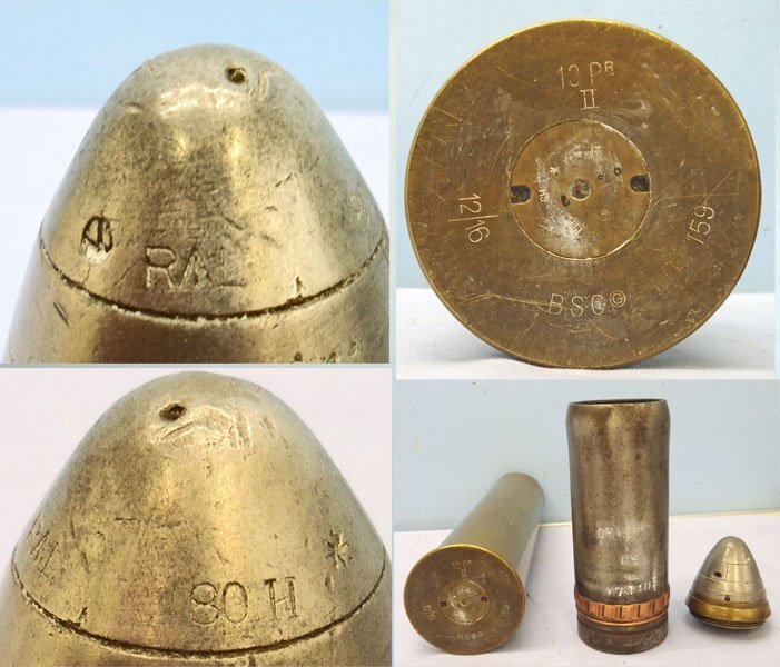 INERT DEACTIVATED. WW1 Era, 1910 Dated, British 13 Pounder (75x313R), Fired & Recovered Shrapnel Round Fitted With A No. 80 Mk II Time And Percussion Fuze. - O 2126 INERT DEACTIVATED. WW1 Era, 1910 Dated, British 13 Pounder (75x313R), Fired & Recovered Shrapnel Round Fitted With A No. 80 Mk II Time And Percussion Fuze. - O 2126  Other Ammunition