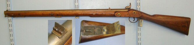  Royal Small Arms Factory (Enfield) Percussion Rifle With Patchbox. Sn 21593 Muzzleloader .577 Rifle