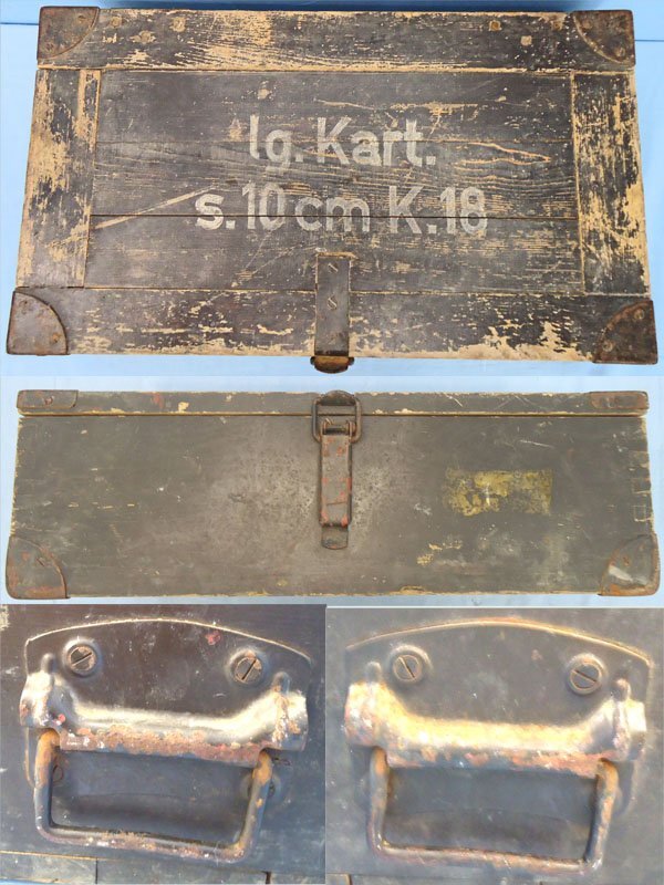  German, WW2, Large Cartridge Charge, Wooden Ammunition Box for the S.10cm K18 Heavy field gun. - O 2222 German, WW2, Large Cartridge Charge, Wooden Ammunition Box for the S.10cm K18 Heavy field gun. - O 2222  Other Ammunition