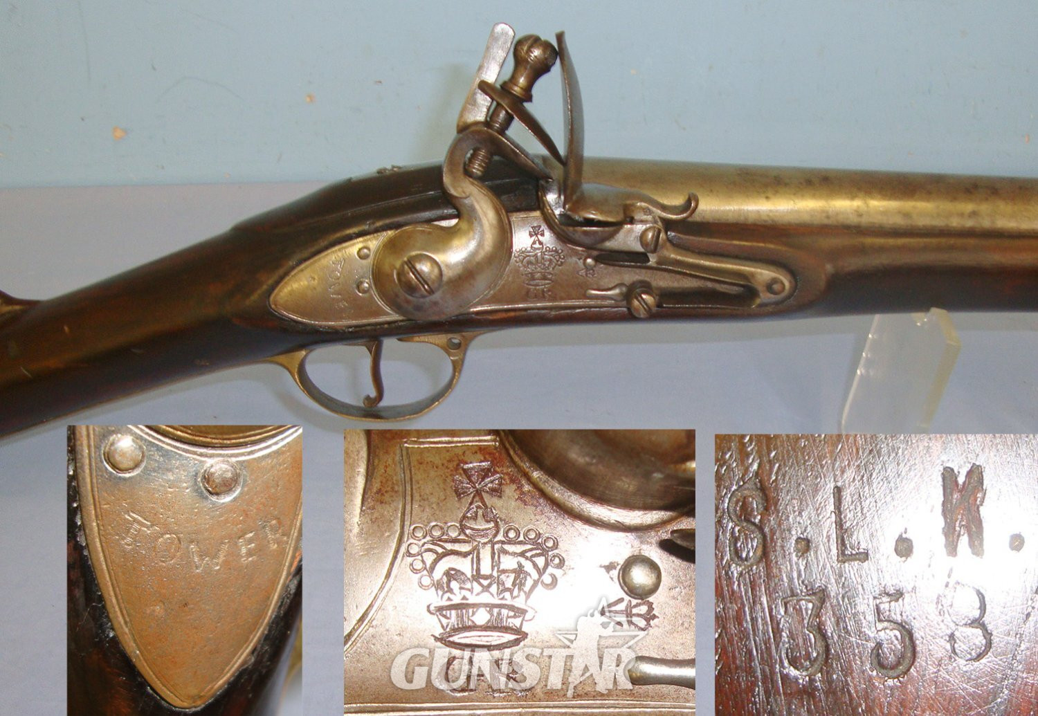 NAPOLEONIC WARS ERA**Georgian British Enfield Tower India Pattern Brown Bess .700 Calibre Flintlock Musket Regiment Marked ‘SLM’ (Possibly South Lancashire Militia) With Original Period Socket Bayonet. Sn 21265 brown bess Muzzleloader Various Rifle