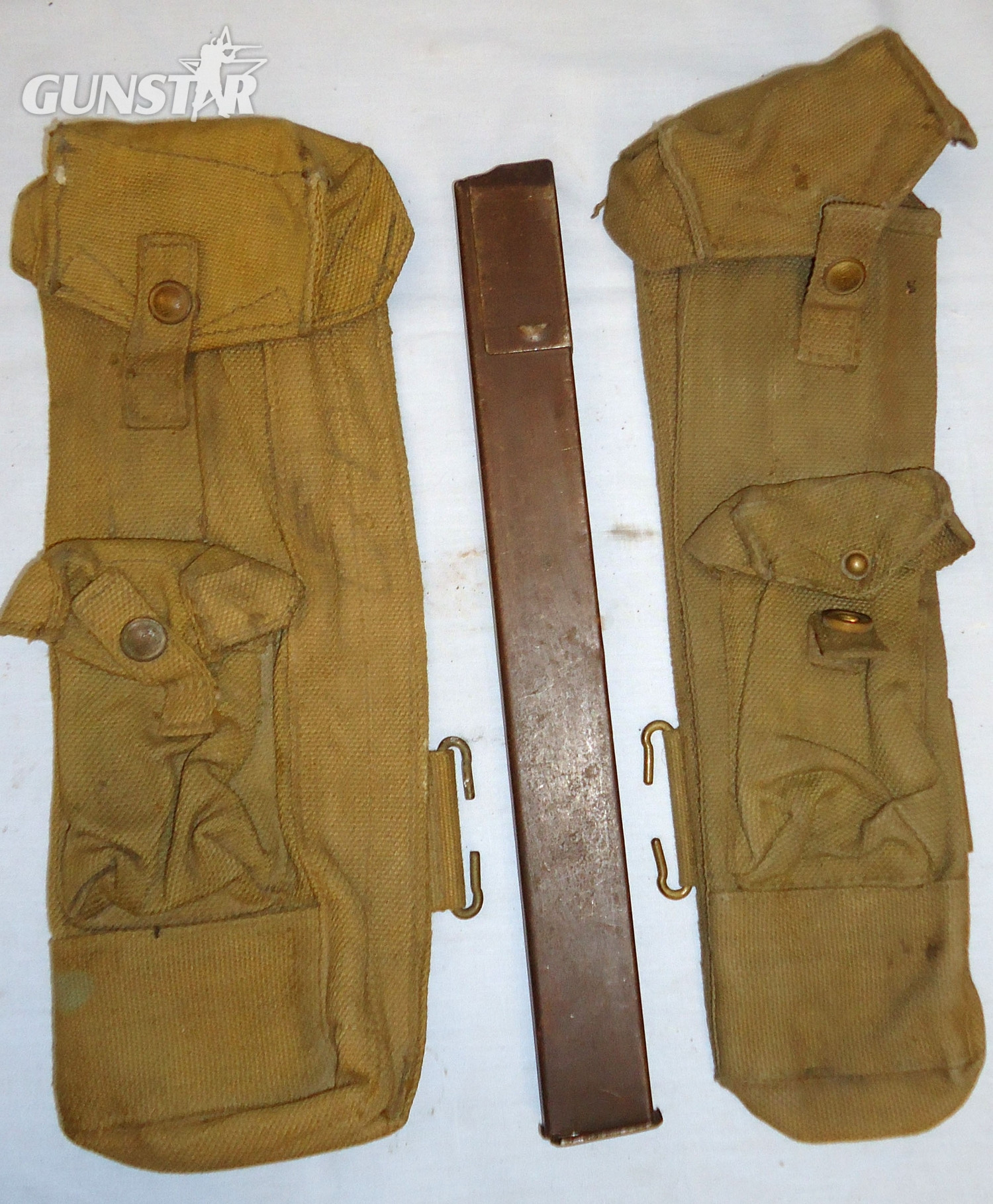 WW2, 1941 Dated, British, Air Ministry (Royal Air Force), Pair of Lanchester Sub Machine Gun, 3 Magazine Pattern 37 Webbing Pouch. - MISC 892 WW2, 1941 Dated, British, Air Ministry (Royal Air Force), Pair of Lanchester Sub Machine Gun, 3 Magazine Pattern 37 Webbing Pouch. - MISC 892 Other Accessory in 