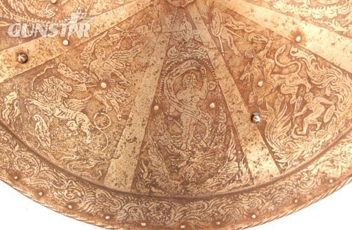 RARE* Victorian or Earlier Medieval/Italian Renaissance Form Battle Shield With Ornate Decoration. Sn 13596 RARE* Victorian or Earlier Medieval/Italian Renaissance Form Battle Shield With Ornate Decoration. Sn 13596  Antique & Militaria