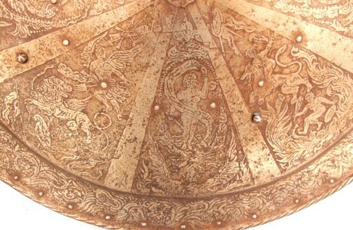 RARE* Victorian or Earlier Medieval/Italian Renaissance Form Battle Shield With Ornate Decoration. Sn 13596 RARE* Victorian or Earlier Medieval/Italian Renaissance Form Battle Shield With Ornate Decoration. Sn 13596  Antique & Militaria