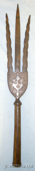 Persian Splayed Kris Blades Trident Spear Head With Ornate Foliate Decoration Other Blade