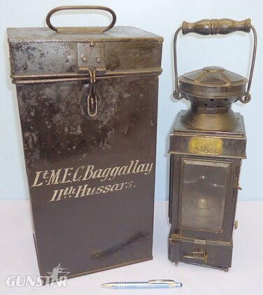 WWI British Officers Trench/Campaign Lantern and Case to Lt M.E.C. Baggallay of the 11th Hussars. 21584. WWI British Officers Trench/Campaign Lantern and Case to Lt M.E.C. Baggallay of the 11th Hussars. 21584.  Antique & Militaria in 
