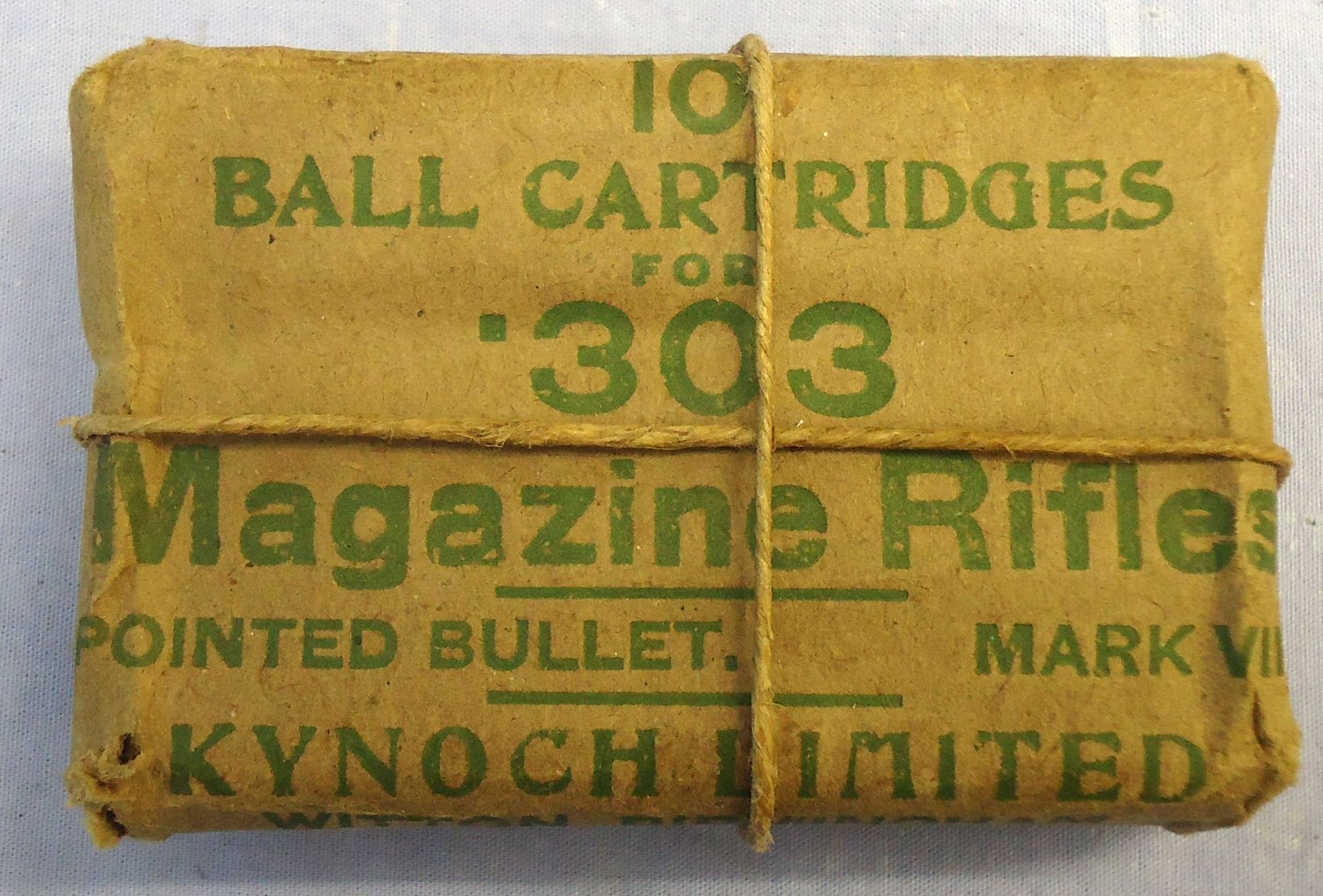INERT DEACTIVATED. Scarce, British, WW1 Era, Kynoch, 10 Round, .303 Mark II Ball Round in a Mark VII Service Pack. - O 2306 INERT DEACTIVATED. Scarce, British, WW1 Era, Kynoch, 10 Round, .303 Mark II Ball Round in a Mark VII Service Pack. - O 2306 Various Other Ammunition - {CATEGORY} in 