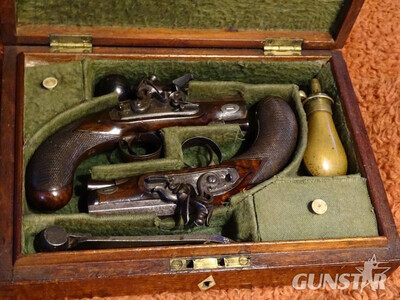 KENT & CO. LONDON PAIR OF FLINTLOCK PISTOLS .45 Muzzleloader