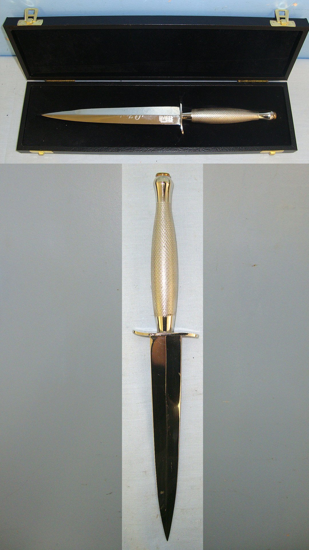  MINT**RARE**1990’s Cased Commemorative Fairbairn Sykes 1st Pattern, FS Commando Dagger With Etched W.E. Fairbairn Signature & FS Panel Blade. Sn 23278 Knive
