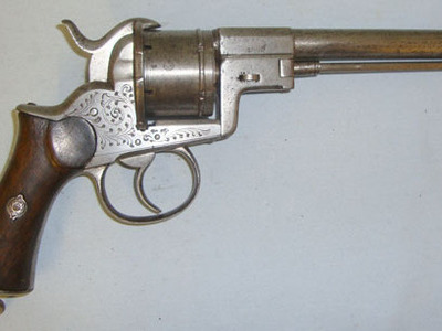 A.PLIERS BREVETE” & engraved “BIJON S MONTE-VIDEO” UNUSUAL LOADING MECHANISM & EJECTOR ROD**C1855-1866 A.PLIERS BREVETE Liege Proof 12 mm Revolver