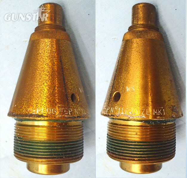 INERT. British, No 117 Fuze Plug, Representing No117 Nose Fuze & Transit Tin. - O 1955 INERT. British, No 117 Fuze Plug, Representing No117 Nose Fuze & Transit Tin. - O 1955  Other Ammunition
