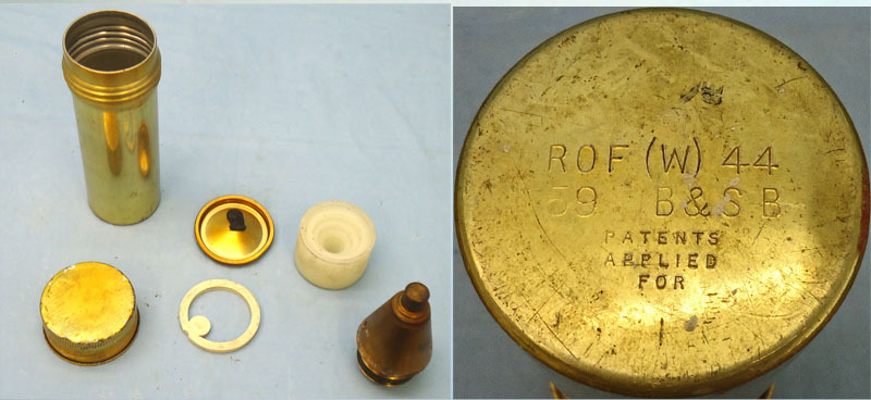  INERT. British, No 117 Fuze Plug, Representing No117 Nose Fuze & Transit Tin. - O 1955 INERT. British, No 117 Fuze Plug, Representing No117 Nose Fuze & Transit Tin. - O 1955  Other Ammunition