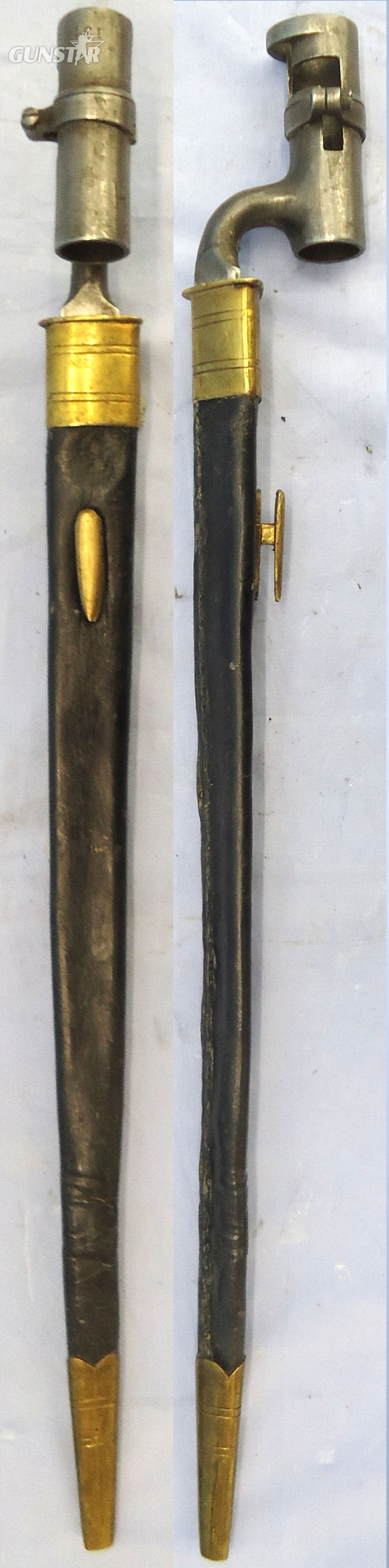 Post Mutiny Indian Issue Victorian British India Pattern 1859 Socket Bayonet (NOT P1853) For Enfield Smoothbore Muzzle Loading Muskets and Scabbard. Sn 23478:105 Bayonet