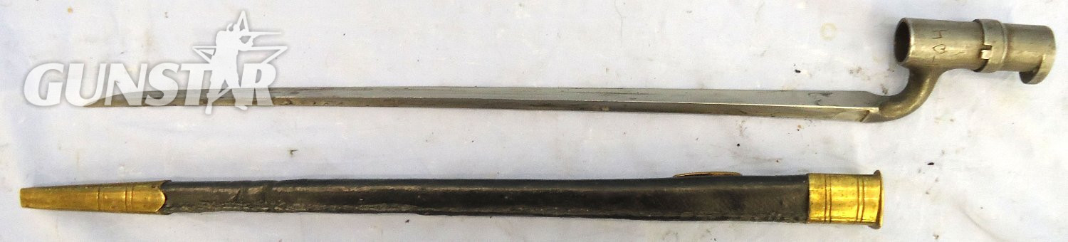 Post Mutiny Indian Issue Victorian British India Pattern 1859 Socket Bayonet (NOT P1853) For Enfield Smoothbore Muzzle Loading Muskets and Scabbard. Sn 23478:105 Bayonet - {CATEGORY}