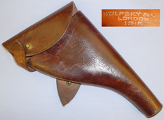 WWI Dated 1918 British Wolfsky & Co London Sam Browne Holster For Webley & Enfield MK VI, S&W & Colt .455\" Calibre Service Revolvers. Sn 2067:22. WWI Dated 1918 British Wolfsky & Co London Sam Browne Holster For Webley & Enfield MK VI, S&W & Colt .455\" Calibre Service Revolvers. Sn 2067:22. Antique & Militaria