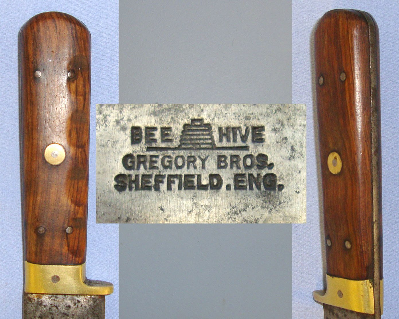 Large**Gregory Brothers Beehive Works Sheffield Hunting Knife & Scabbard. Sn 21719 Hunting Knive