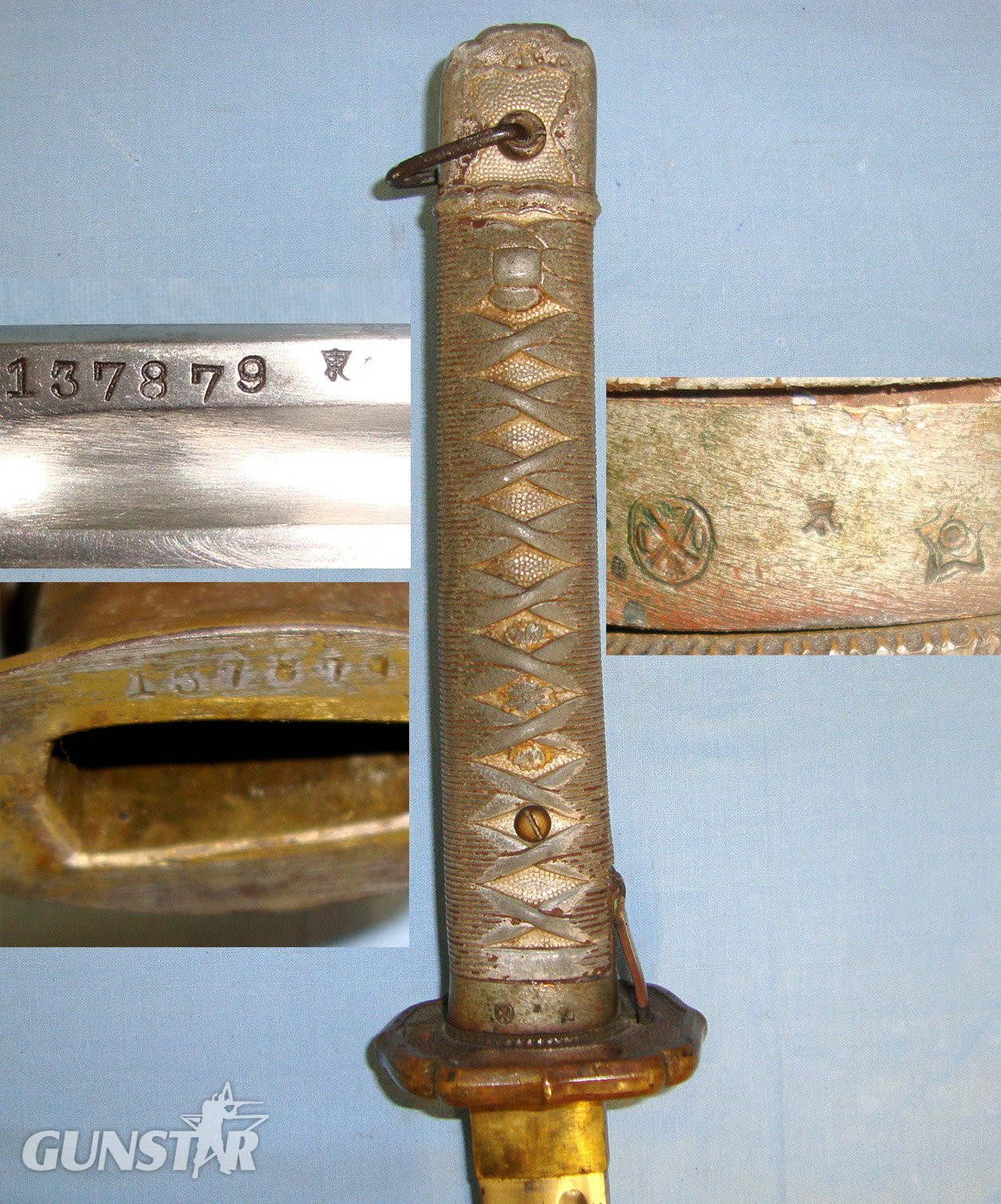MATCHING NUMBERS, BLADE NUMBERED ON SIDE**Original, WW2 Japanese NCO's Type 95 Katana With ‘The Lijima Swords Factory’ & Toyo 1st Arsenal Arsenal Marks & Scabbard. Sn 20906 Sword