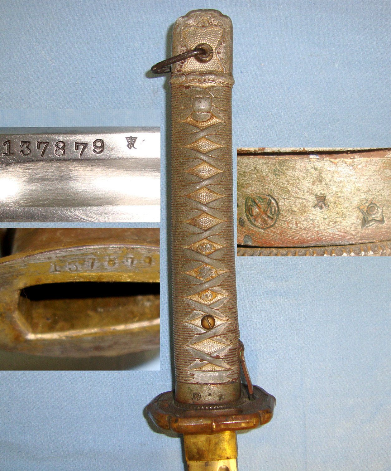 MATCHING NUMBERS, BLADE NUMBERED ON SIDE**Original, WW2 Japanese NCO's Type 95 Katana With ‘The Lijima Swords Factory’ & Toyo 1st Arsenal Arsenal Marks & Scabbard. Sn 20906 Sword