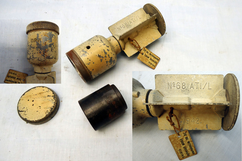 INERT DEACTIVATED, WW2, 1942 Dated British No.68 AT (Anti Tank) DRILL Grenade. O 1639 INERT DEACTIVATED. The Grenade, Rifle No. 68 /AT was a British anti-tank rifle grenade used during WW2.The No. 68 was an early form of shaped charge grenade, and has some claim to have been the first High Explosive, Anti-Tank (HEAT) device in use. The des  Other Ammunition