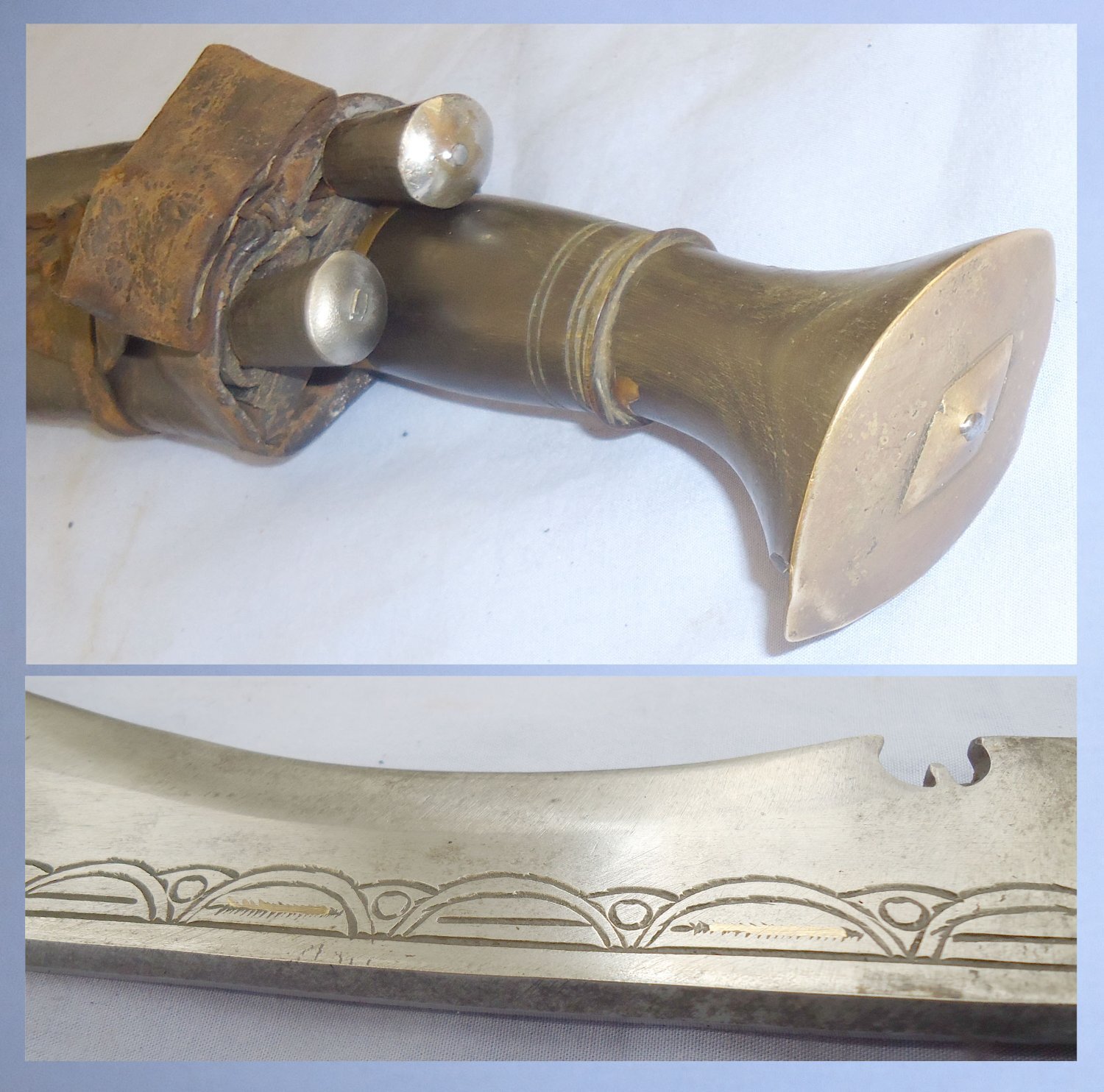 Nepalese Military Kukri with Leather Scabbard and Skinners. ED 2415. Dagger