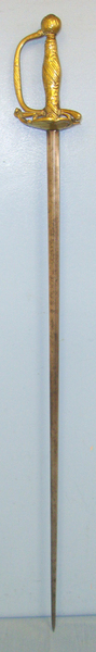 C1750 English Ornate Brass Hilt Small Sword With Flat Diamond Section Blade Sword in 