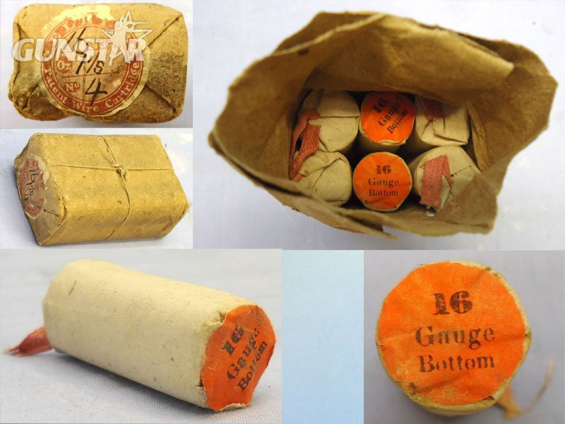 INERT. Rare 12 round Packet of 12 Eley (Jenours Patent of 1827) 16 Gauge 1 1/8 Ounces Of Number 4 Shot Improved Shot Patent Wire Shot Cartridges Sn - 22012 INERT. Rare 12 round Packet of 12 Eley (Jenours Patent of 1827) 16 Gauge 1 1/8 Ounces Of Number 4 Shot Improved Shot Patent Wire Shot Cartridges Sn - 22012  Other Ammunition