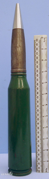 DEACTIVATED INERT. Unfired Oerlikon BMARC 35mm KDC (35x228) Target Practice (TP) round. O 1640 DEACTIVATED INERT. This is an unfired Oerlikon BMARC 35mm KDC (35x228) Target Practice (TP) round. The guns are currently in use as towed guns, self-propelled AA guns, mounted on armoured vehicles, personnel carriers, and are placed on naval vessels usual  Other Ammunition in 