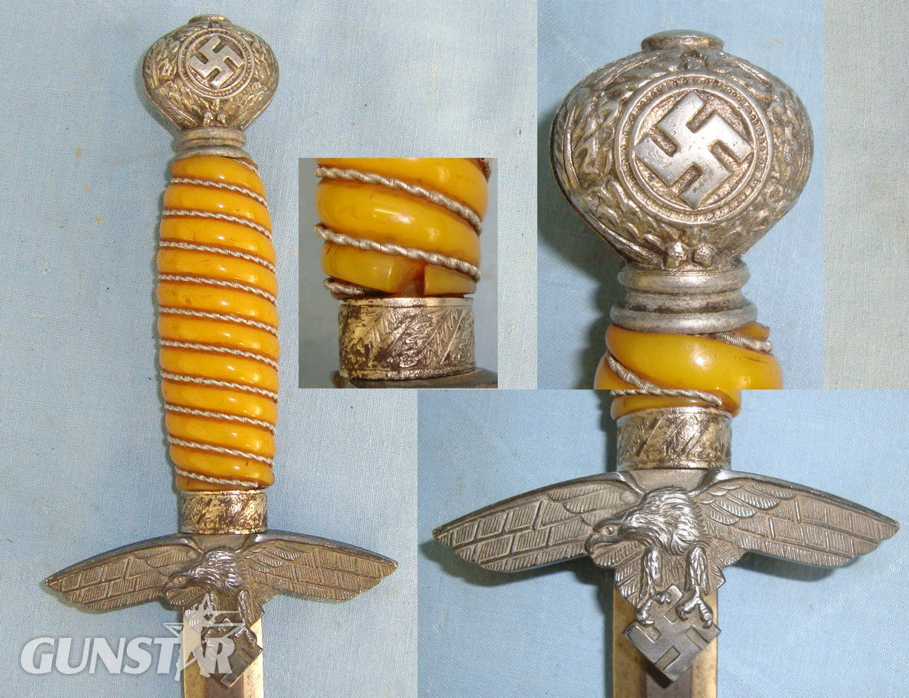 WW2 Era Nazi German Luftwaffe 2nd Pattern Officer\'s Dagger By Siegfried Solingen Waffen & Scabbard. ED 2561 Dagger