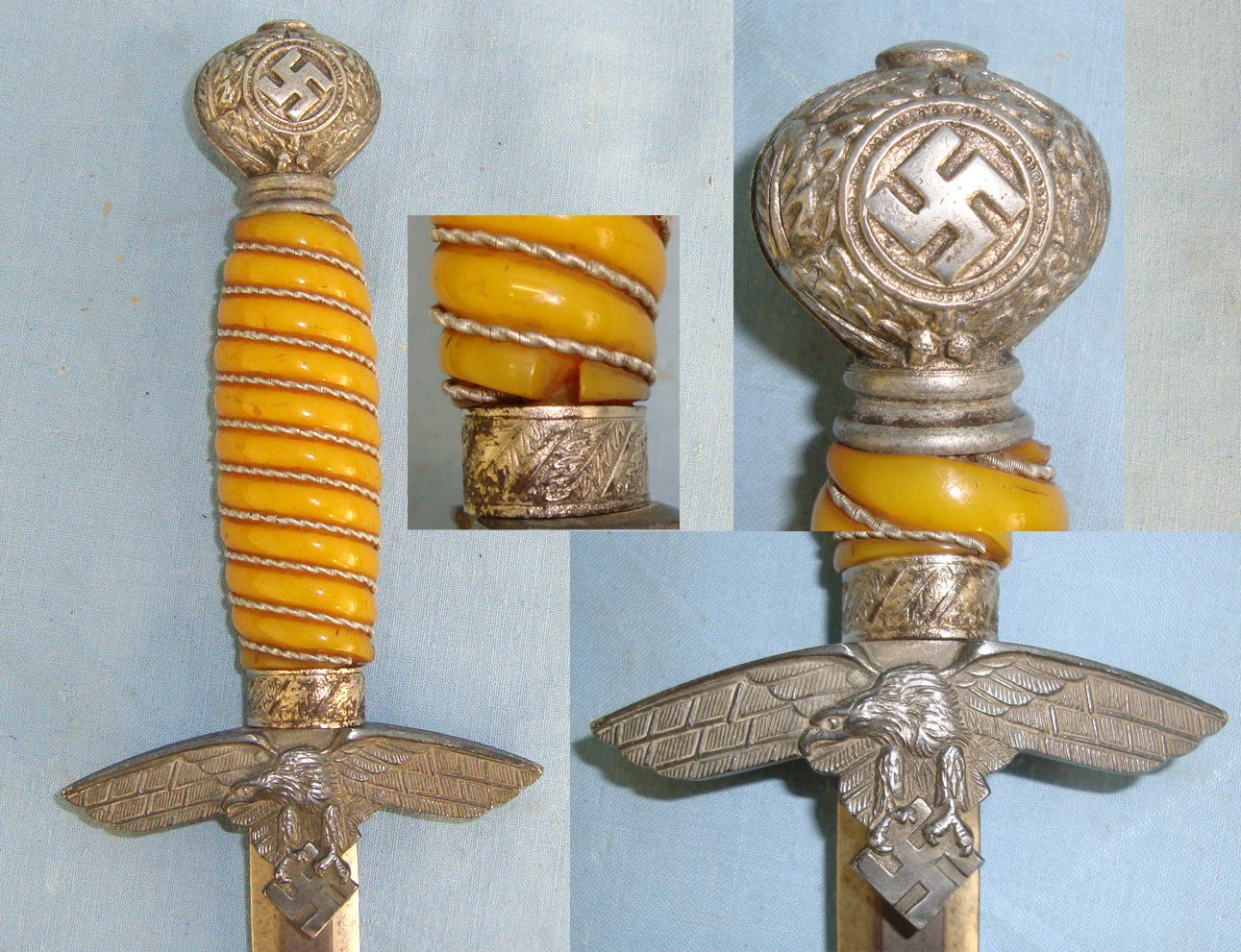 WW2 Era Nazi German Luftwaffe 2nd Pattern Officer\'s Dagger By Siegfried Solingen Waffen & Scabbard. ED 2561 Dagger