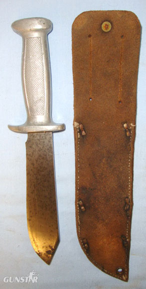 French Indo China / Vietnam War Era Aluminium Handled Combat Dagger & Scabbard. Knive