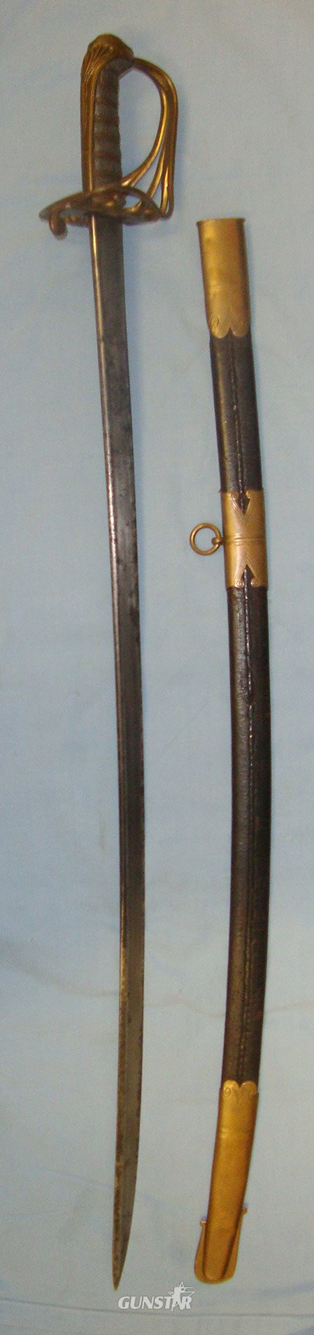  1830-1837 William IV British 1822 Pattern Infantry Officer’s Sword With Correct Pipe Back Blade, Brass Guard & Scabbard. Sn 21507 Sword
