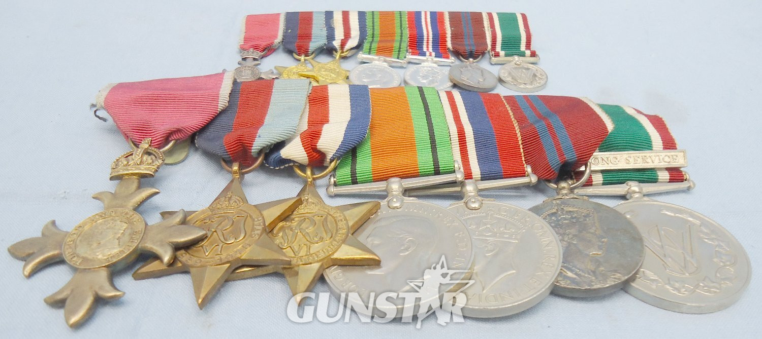 Excellent* Medal Group and Miniatures Including an Order of the British Empire Medal (OBE). M 143. Excellent* Medal Group and Miniatures Including an Order of the British Empire Medal (OBE). M 143.  Antique & Militaria