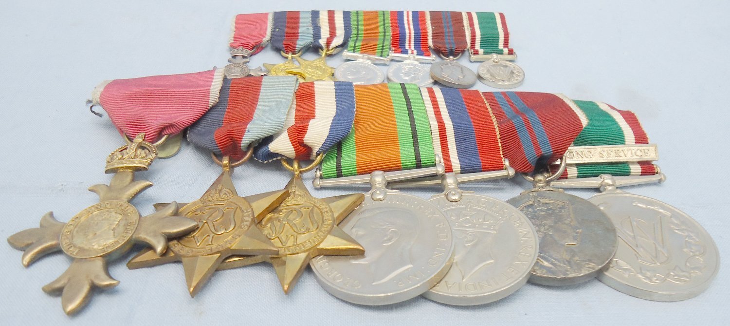 Excellent* Medal Group and Miniatures Including an Order of the British Empire Medal (OBE). M 143. Excellent* Medal Group and Miniatures Including an Order of the British Empire Medal (OBE). M 143.  Antique & Militaria