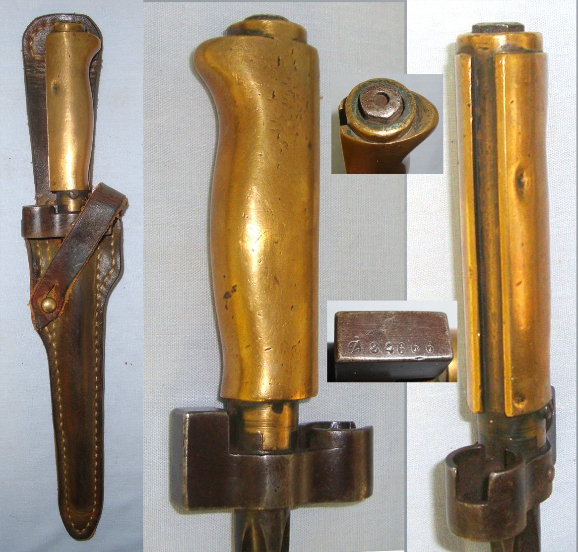 WW1 Era French 1886/93/16 Epee Lebel Bayonet (Officially Modified 1915 By Quillon Removal) & Period Field Armourer Converted To Trench Fighting Dagger With Original Scabbard. Sn 22706 Dagger