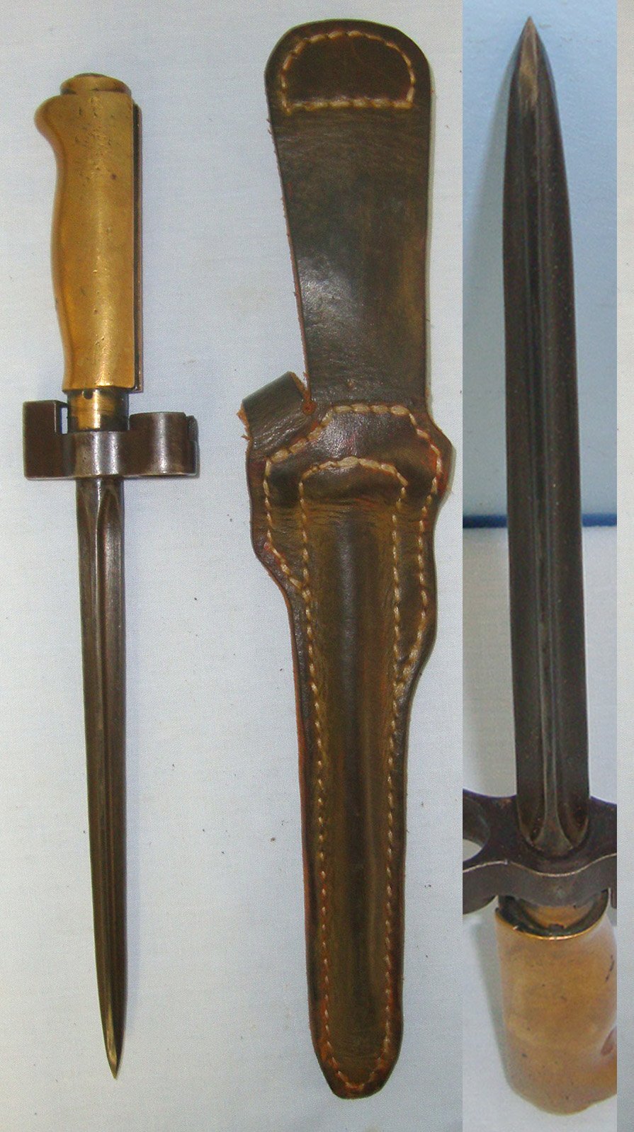  WW1 Era French 1886/93/16 Epee Lebel Bayonet (Officially Modified 1915 By Quillon Removal) & Period Field Armourer Converted To Trench Fighting Dagger With Original Scabbard. Sn 22706 Dagger