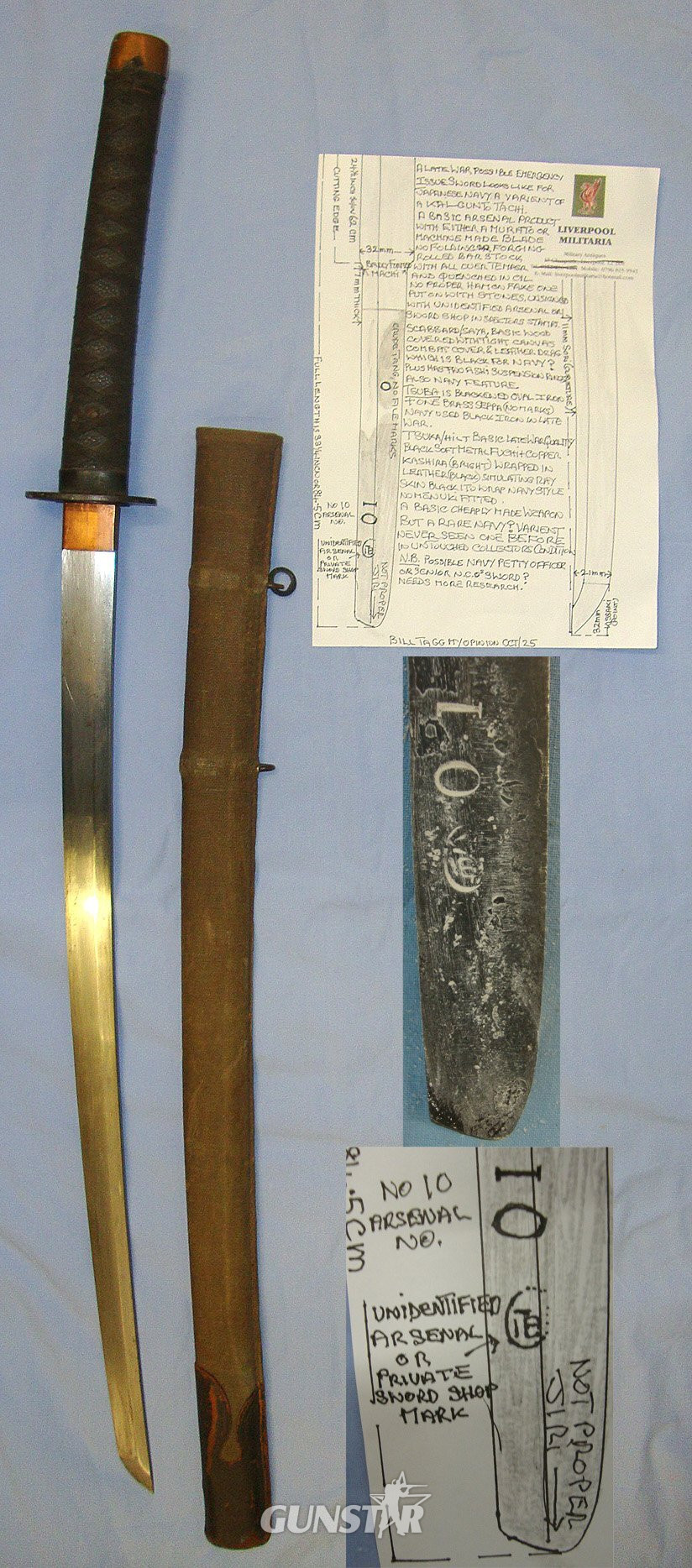 RARE VARIANT**SURRENDERED TROPHY OF WAR**Late WW2 Emergency Issue Japanese Navy Petty Officer Or Senior NCO’s Kai Gunto Tachi Sword With Arsenal / Or Private Sword Shop Numbered & Marked Tang, Scabbard & Expert Assessment. Sn 22877 Sword in 