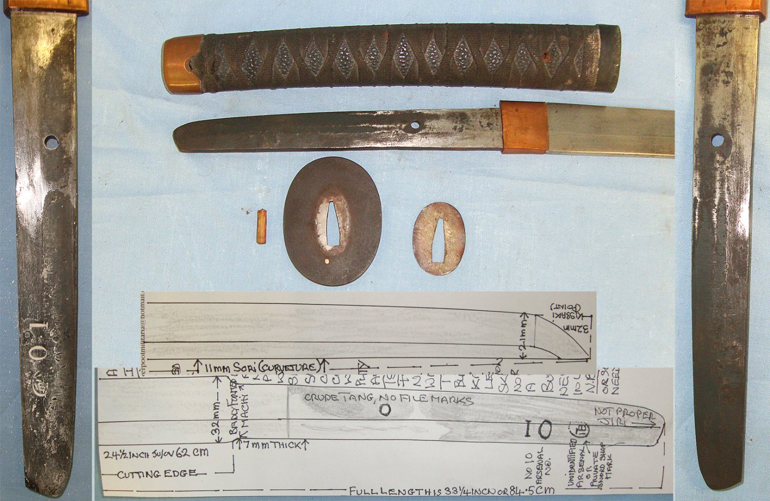 RARE VARIANT**SURRENDERED TROPHY OF WAR**Late WW2 Emergency Issue Japanese Navy Petty Officer Or Senior NCO’s Kai Gunto Tachi Sword With Arsenal / Or Private Sword Shop Numbered & Marked Tang, Scabbard & Expert Assessment. Sn 22877 Sword