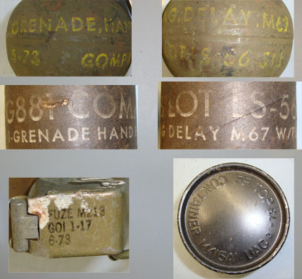  INERT DEACTIVATED Rare Mint Vietnam War Period Matching 1973 Dates U.S Army M67 INERT DEACTIVATED Rare Mint Vietnam War Period Matching 1973 Dates U.S Army M67  Antique & Militaria