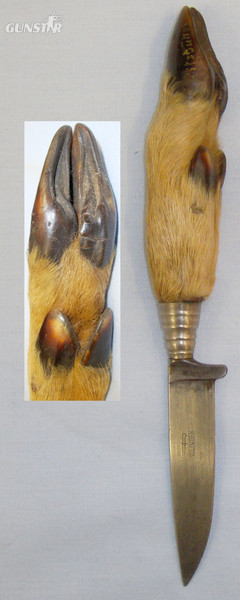 Inter World War German Deer\'s Foot Trench Dagger / Fighting Knife Solingen Made & Sheath. ED 2168. Dagger in 
