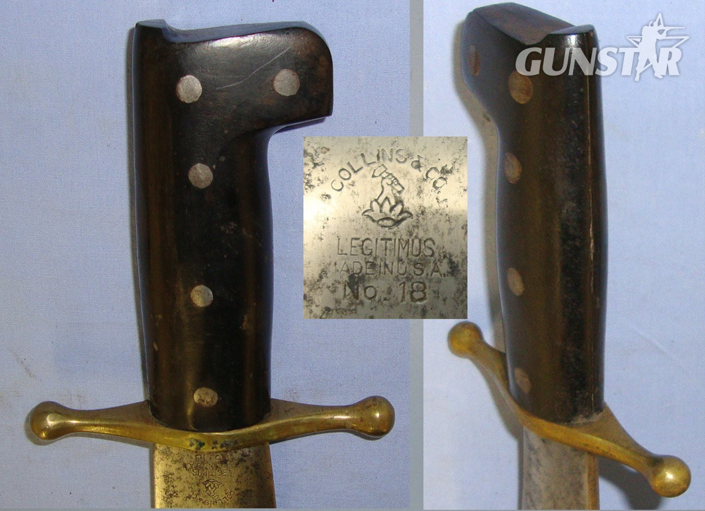 WW2 U.S.M.C. Collins & Co Legitimus No.18 V-44 Combat / Survival Bowie Knife With Polished Horn Scales & Scabbard. Sn 22966 Knive