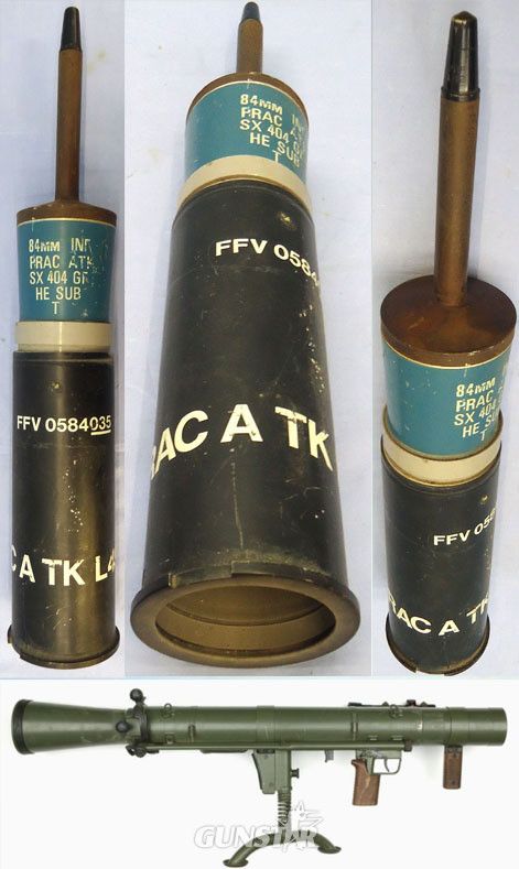 Carl Gustaf INERT DEACTIVATED. Unfired, British, L49A1 Practice Tracer Carl Gustaf 84mm Anti-Tank Round. - O 2063  Other Ammunition in 