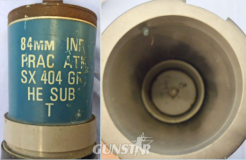 Carl Gustaf INERT DEACTIVATED. Unfired, British, L49A1 Practice Tracer Carl Gustaf 84mm Anti-Tank Round. - O 2063  Other Ammunition