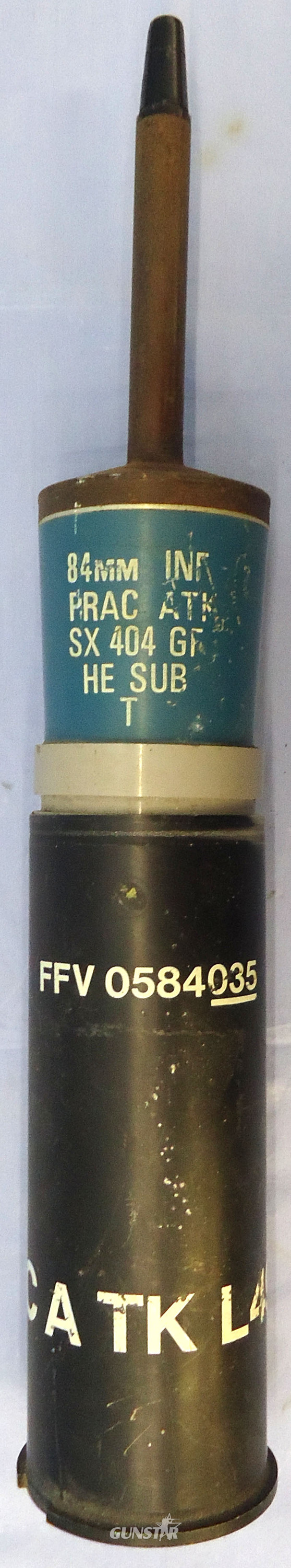 Carl Gustaf INERT DEACTIVATED. Unfired, British, L49A1 Practice Tracer Carl Gustaf 84mm Anti-Tank Round. - O 2063  Other Ammunition - {CATEGORY} in 